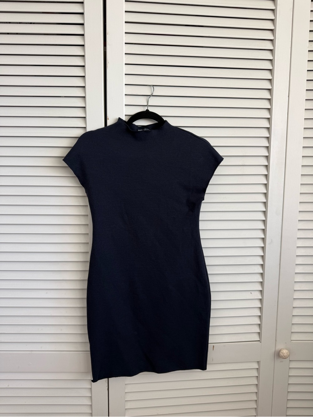 Zara - Women’s Navy Short Sleeve Sheath Dress - L